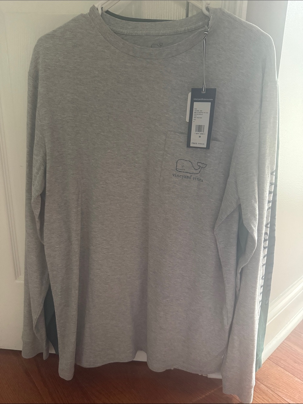 Vineyard Vines Heather Gray Long-Sleeve Pocket Tee